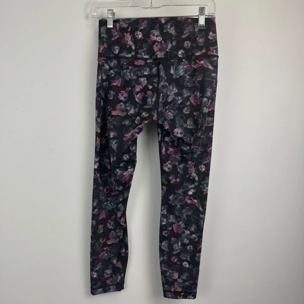 Lululemon Floral Print High Rise 7/8 Crop Leggings Multi‎ Color Womens Size 8